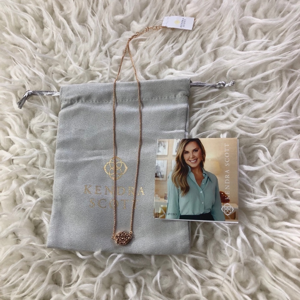 NWT KENDRA SCOTT Tess Rose Gold Chain Rose Gold Druzy Necklace - Picture 3 of 10